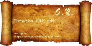 Ohrabka Máté névjegykártya